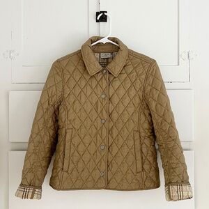 L.L. Bean Quilted Jacket Tan Plaid Lined XS Petite